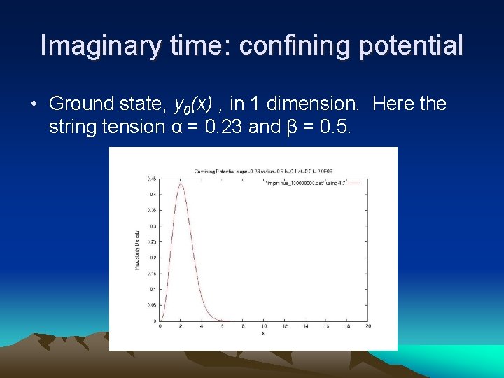 Imaginary time: confining potential • Ground state, y 0(x) , in 1 dimension. Here
