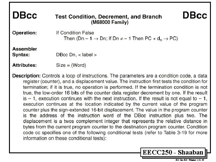 EECC 250 - Shaaban #12 lec #15 Winter 1 -21 -99 