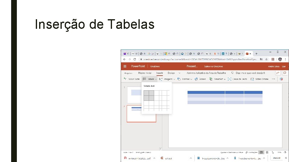 Inserção de Tabelas 