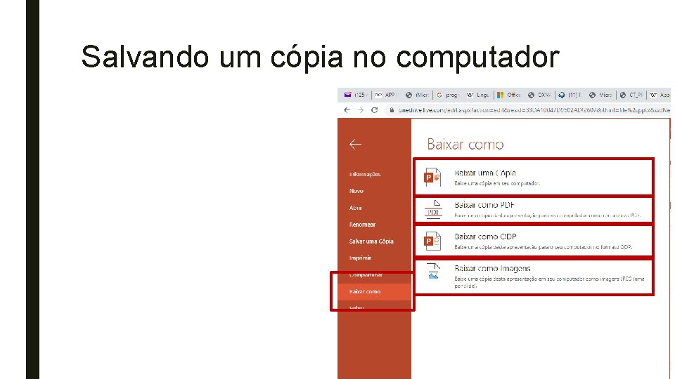 Salvando um cópia no computador 