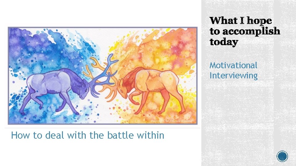 Motivational Interviewing How to deal with the battle within Motivational Interviewing How to deal with the battle within