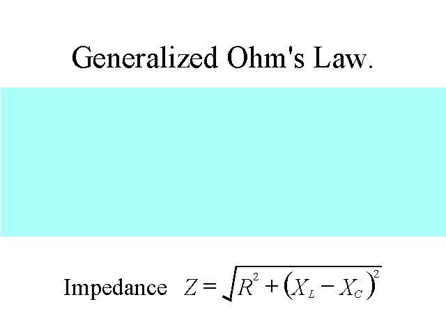 Generalized Ohm's Law. Impedance Z = R + (XL - XC ) 2 2