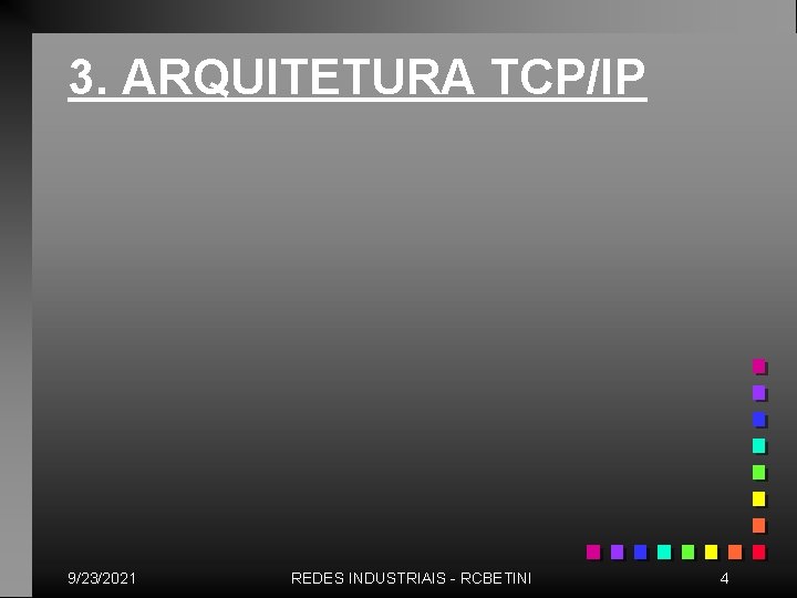 3. ARQUITETURA TCP/IP 9/23/2021 REDES INDUSTRIAIS - RCBETINI 4 