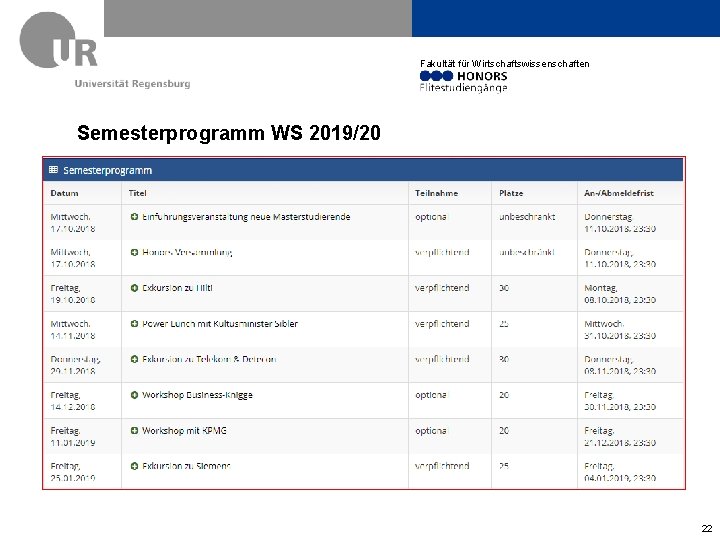 Fakultät für Wirtschaftswissenschaften Semesterprogramm WS 2019/20 22 