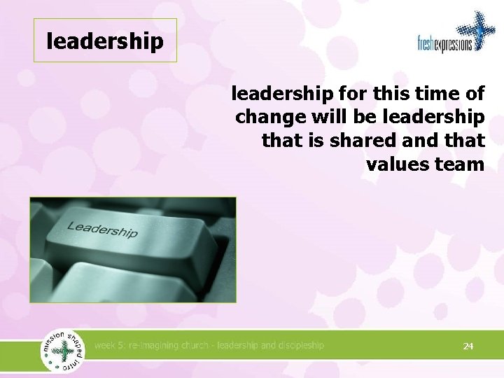 leadership for this time of change will be leadership that is shared and that