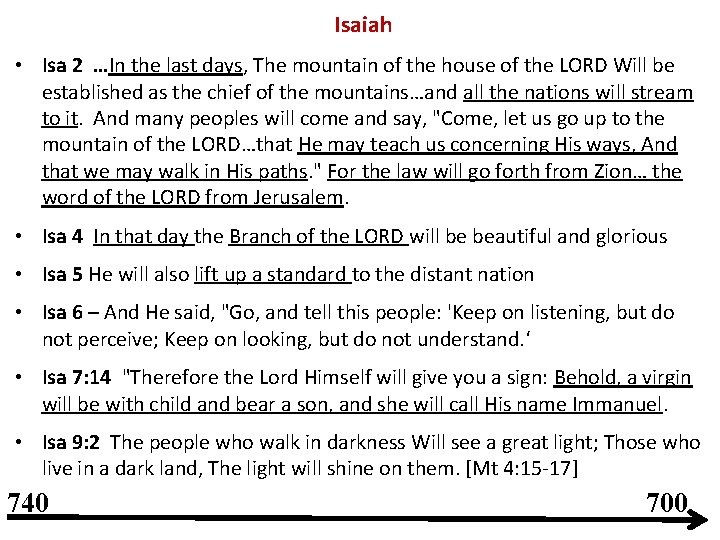 Isaiah • Isa 2 …In the last days, The mountain of the house of