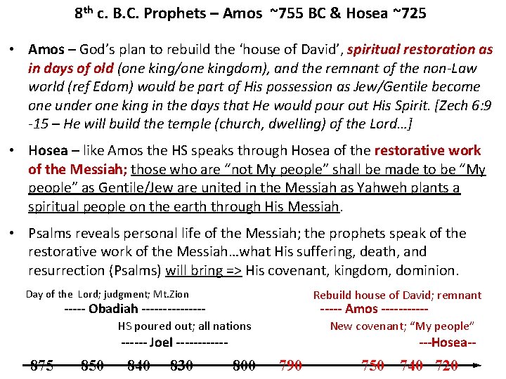 8 th c. B. C. Prophets – Amos ~755 BC & Hosea ~725 •