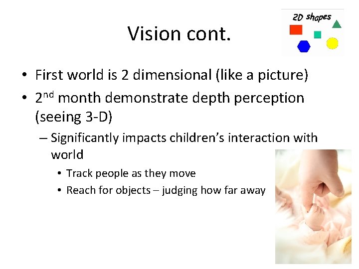 Vision cont. • First world is 2 dimensional (like a picture) • 2 nd