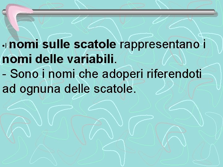 nomi sulle scatole rappresentano i nomi delle variabili. - Sono i nomi che adoperi