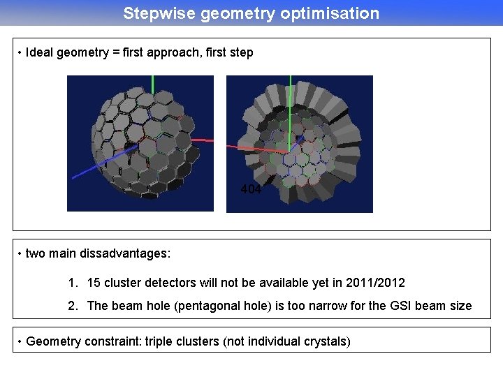 Stepwise geometry optimisation • Ideal geometry = first approach, first step 404 • two