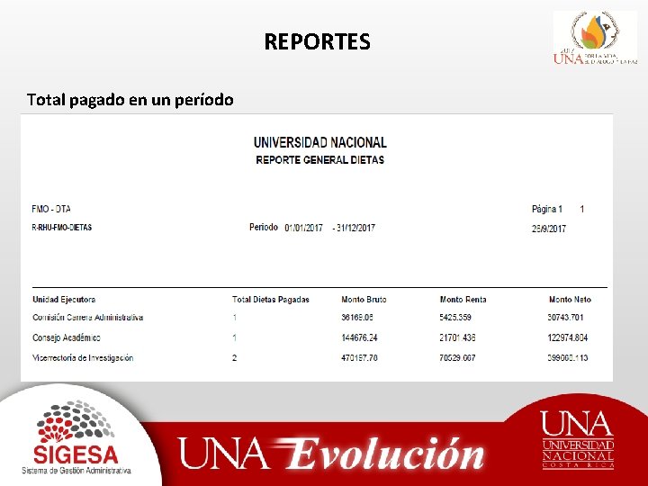 REPORTES Total pagado en un período 