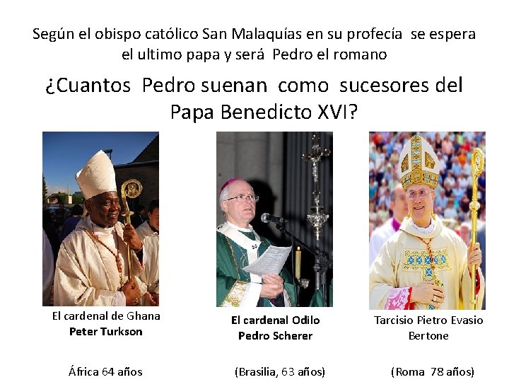 Según el obispo católico San Malaquías en su profecía se espera el ultimo papa