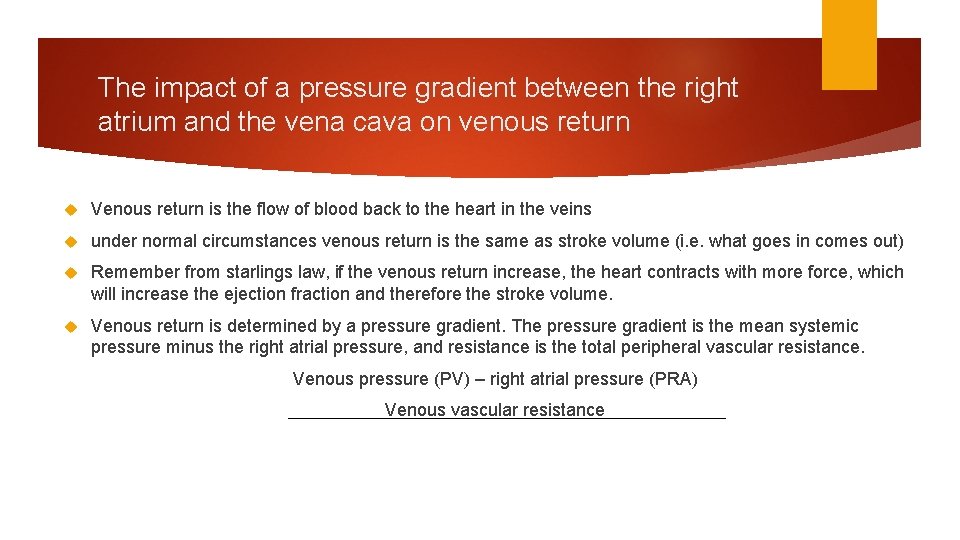 The impact of a pressure gradient between the right atrium and the vena cava