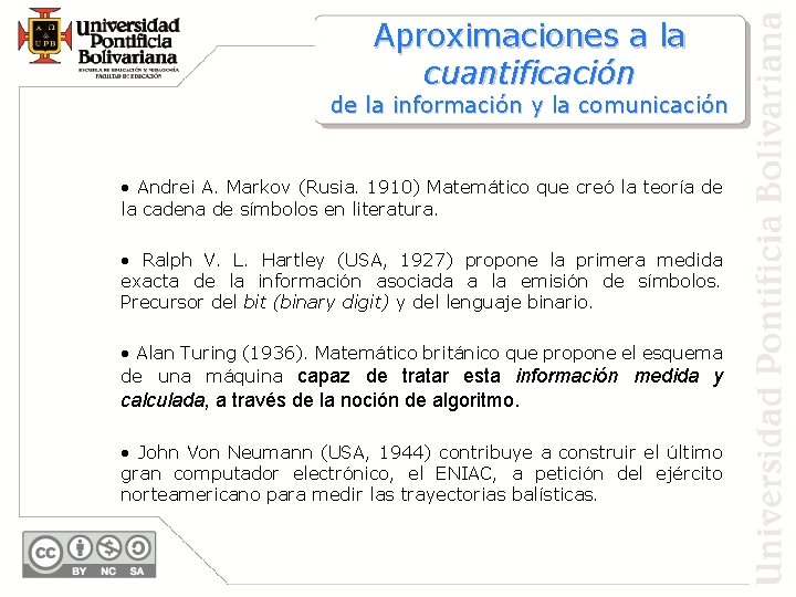 Aproximaciones a la cuantificación de la información y la comunicación • Andrei A. Markov