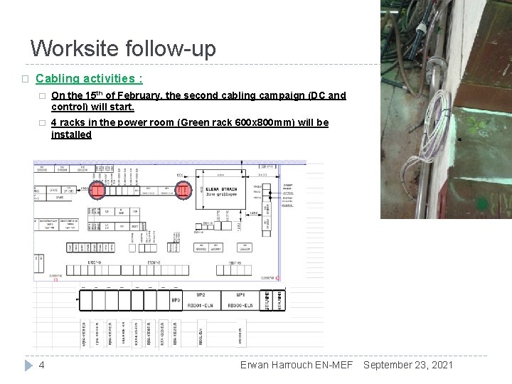 Worksite follow-up � Cabling activities : � On the 15 th of February, the