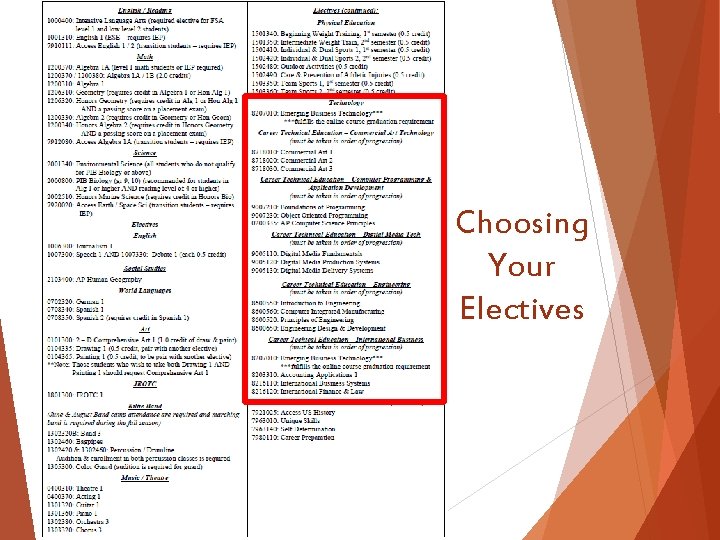 Choosing Your Electives 