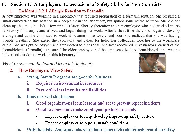 F. Section 1. 3. 2 Employers’ Expectations of Safety Skills for New Scientists 1. F. Section 1. 3. 2 Employers’ Expectations of Safety Skills for New Scientists 1.