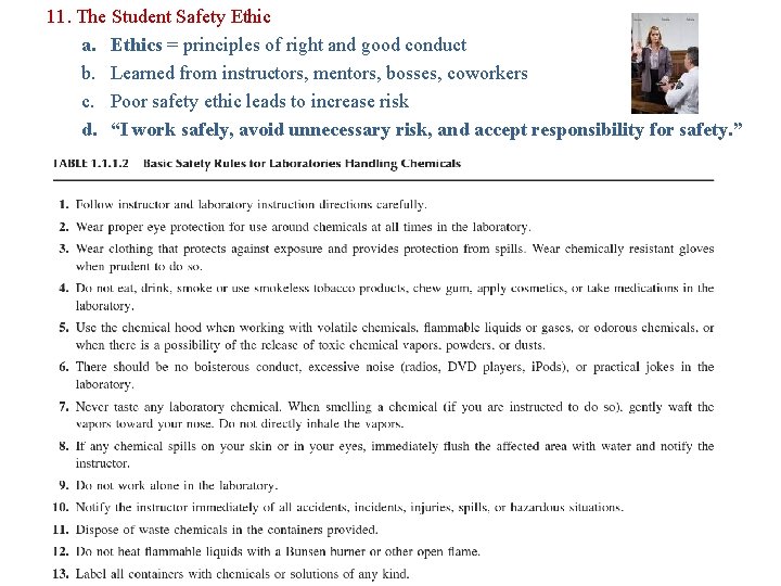 11. The Student Safety Ethic a. Ethics = principles of right and good conduct 11. The Student Safety Ethic a. Ethics = principles of right and good conduct