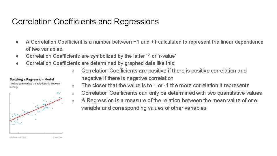 Correlation Coefficients and Regressions ● ● ● A Correlation Coefficient is a number between Correlation Coefficients and Regressions ● ● ● A Correlation Coefficient is a number between