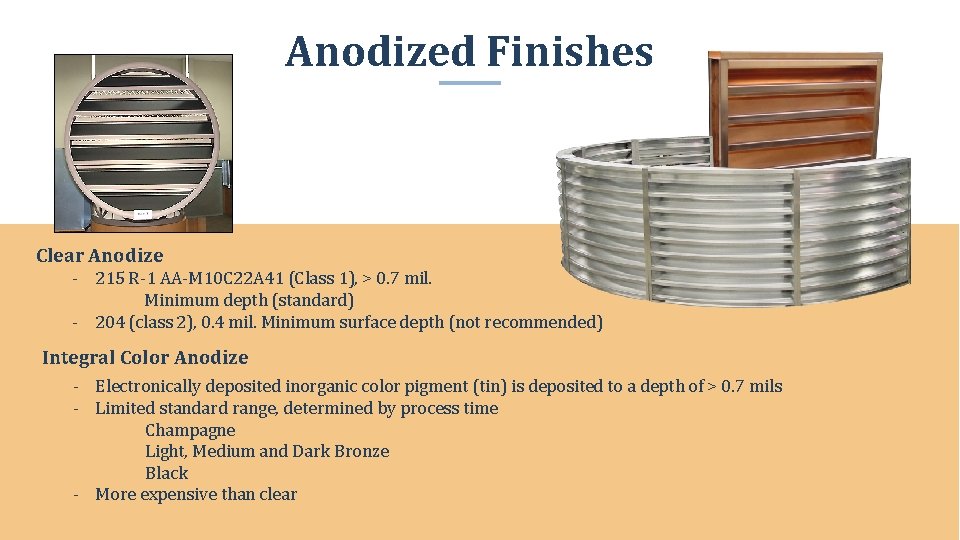 Anodized Finishes Clear Anodize - 215 R-1 AA-M 10 C 22 A 41 (Class