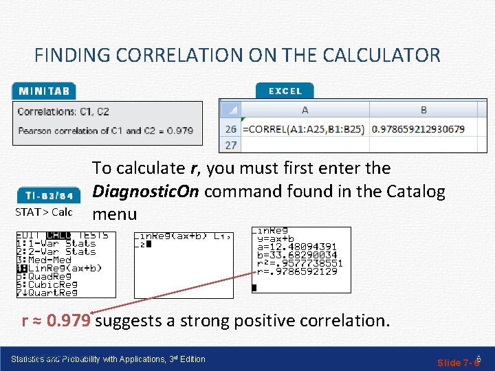 FINDING CORRELATION ON THE CALCULATOR STAT > Calc To calculate r, you must first