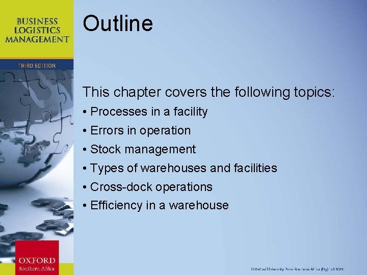 Outline This chapter covers the following topics: • Processes in a facility • Errors