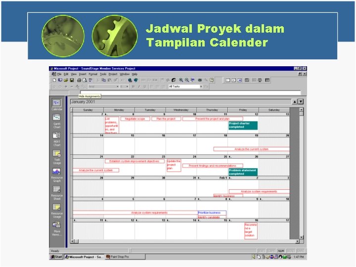 Jadwal Proyek dalam Tampilan Calender 