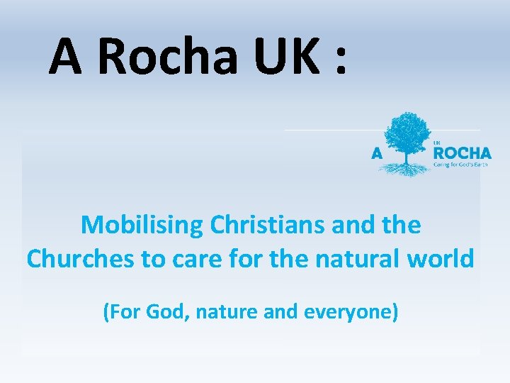 A Rocha UK : Mobilising Christians and the Churches to care for the natural