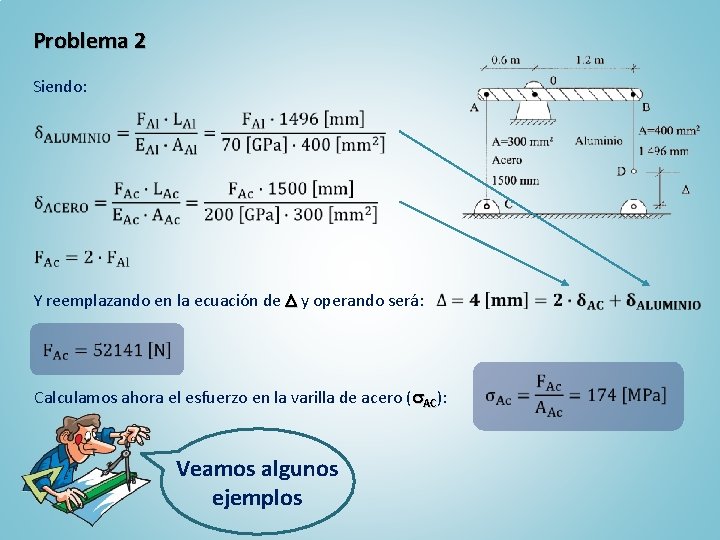 Problema 2 Siendo: Y reemplazando en la ecuación de y operando será: Calculamos ahora