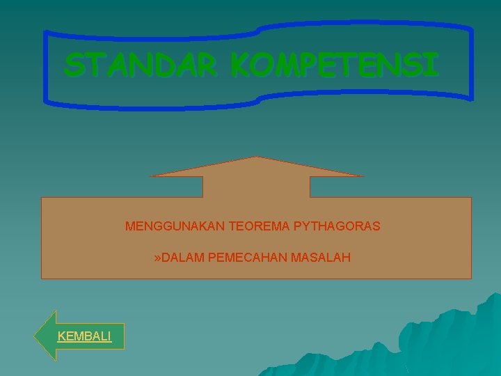 STANDAR KOMPETENSI MENGGUNAKAN TEOREMA PYTHAGORAS » DALAM PEMECAHAN MASALAH KEMBALI 