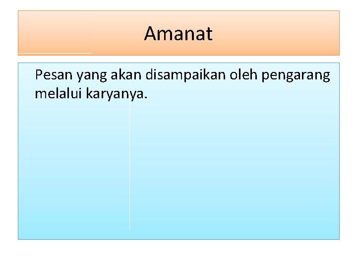 Amanat Pesan yang akan disampaikan oleh pengarang melalui karyanya. 