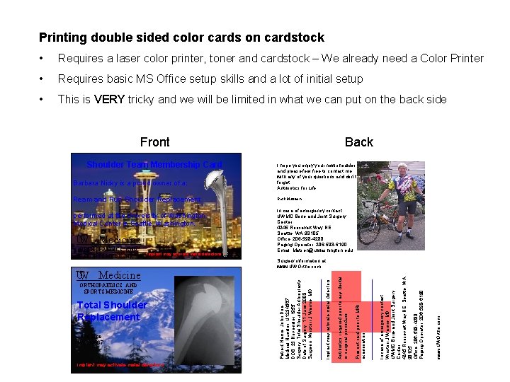 Printing double sided color cards on cardstock • Requires a laser color printer, toner