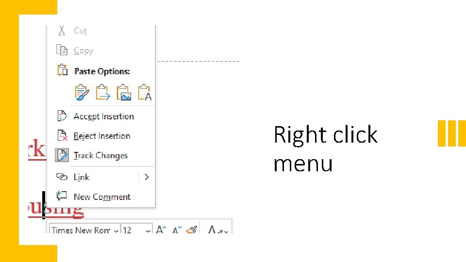Right click menu 