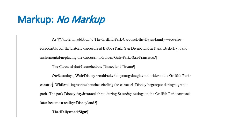 Markup: No Markup 