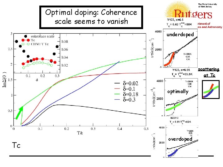 Optimal doping: Coherence scale seems to vanish underdoped scattering at Tc optimally Tc overdoped