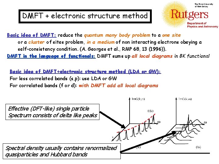 DMFT + electronic structure method Basic idea of DMFT: reduce the quantum many body