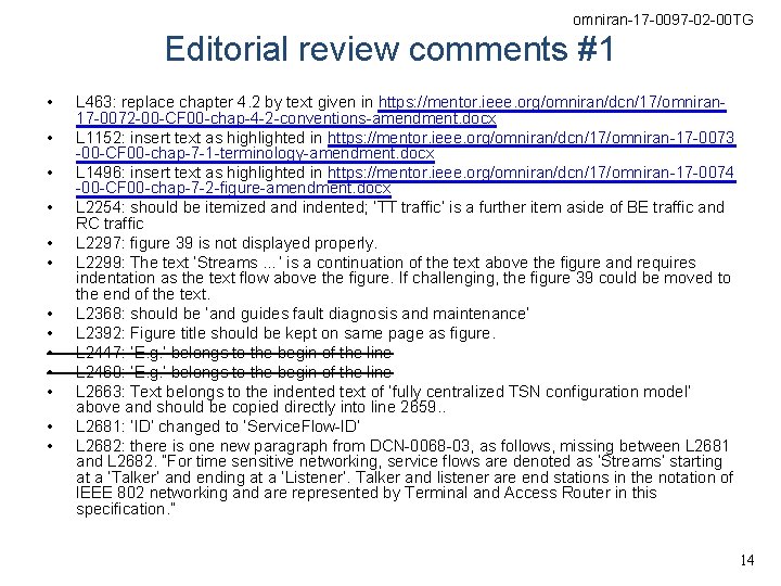 omniran-17 -0097 -02 -00 TG Editorial review comments #1 • • • • L