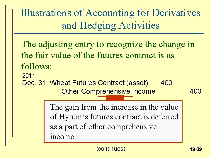 Illustrations of Accounting for Derivatives and Hedging Activities The adjusting entry to recognize the