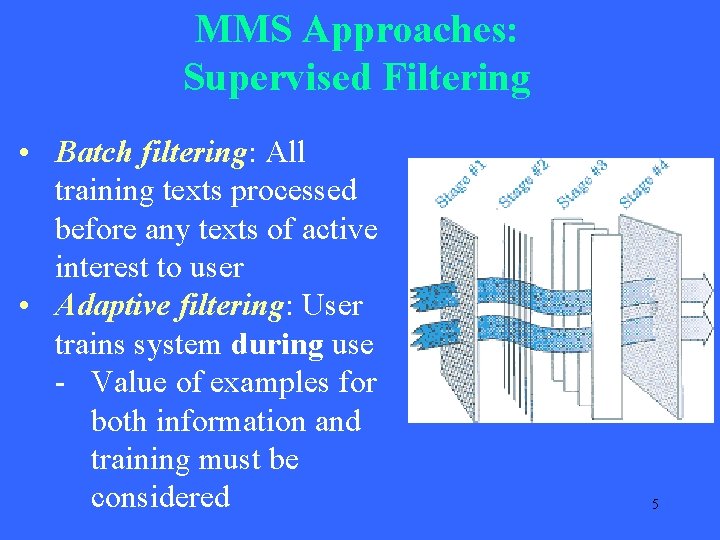 MMS Approaches: Supervised Filtering • Batch filtering: All training texts processed before any texts MMS Approaches: Supervised Filtering • Batch filtering: All training texts processed before any texts