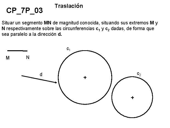 CP_7 P_03 Traslación Situar un segmento MN de magnitud conocida, situando sus extremos M