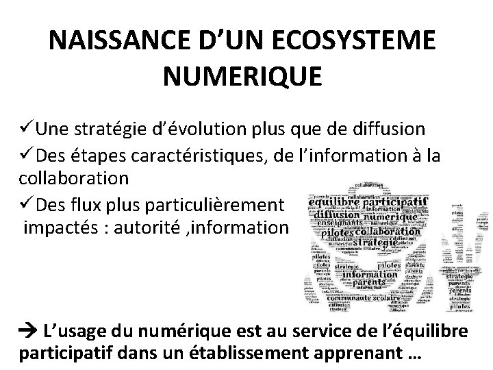 NAISSANCE D’UN ECOSYSTEME NUMERIQUE üUne stratégie d’évolution plus que de diffusion üDes étapes caractéristiques,