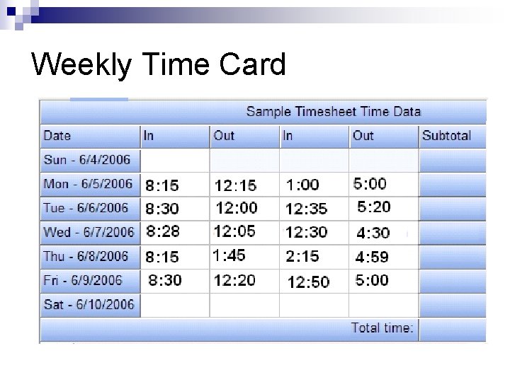 Weekly Time Card 