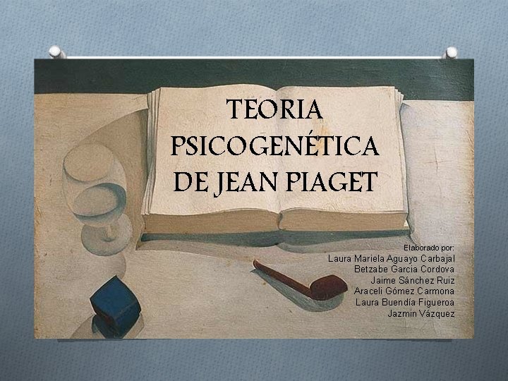 TEORIA PSICOGENÉTICA DE JEAN PIAGET Elaborado por: Laura Mariela Aguayo Carbajal Betzabe Garcia Cordova