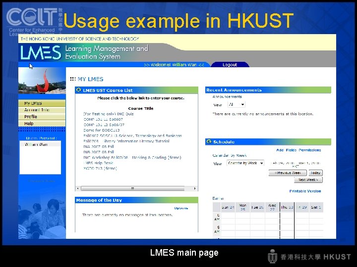 Usage example in HKUST LMES main page 