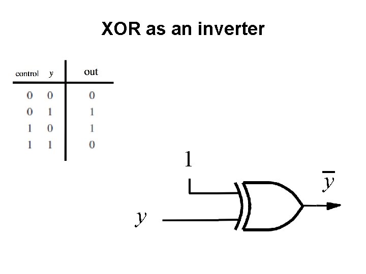 XOR as an inverter 1 y y 