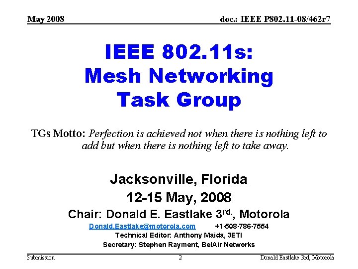 May 2008 doc. : IEEE P 802. 11 -08/462 r 7 IEEE 802. 11