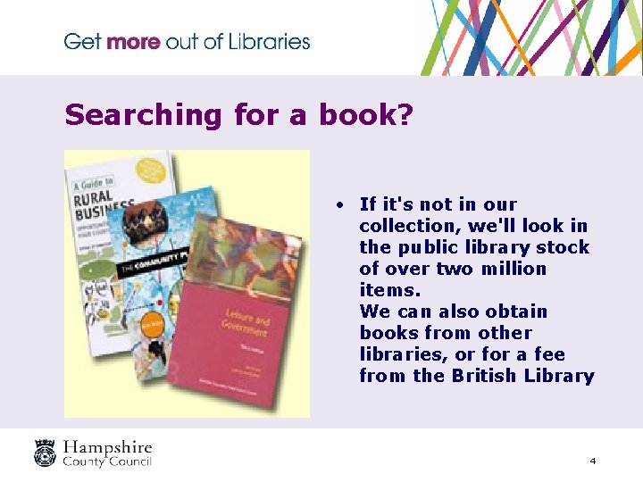 Searching for a book? • If it's not in our collection, we'll look in