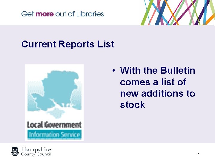 Current Reports List • With the Bulletin comes a list of new additions to