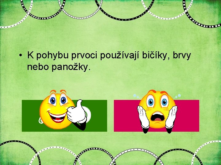  • K pohybu prvoci používají bičíky, brvy nebo panožky. 