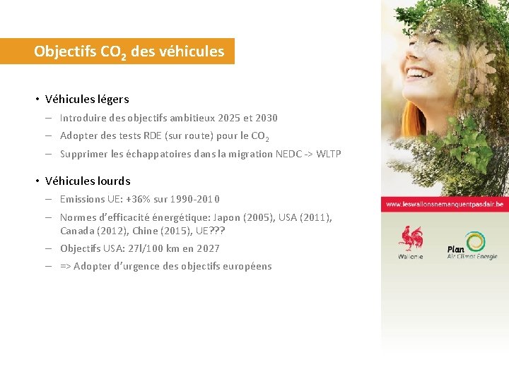 Objectifs CO 2 des véhicules • Véhicules légers – Introduire des objectifs ambitieux 2025 Objectifs CO 2 des véhicules • Véhicules légers – Introduire des objectifs ambitieux 2025